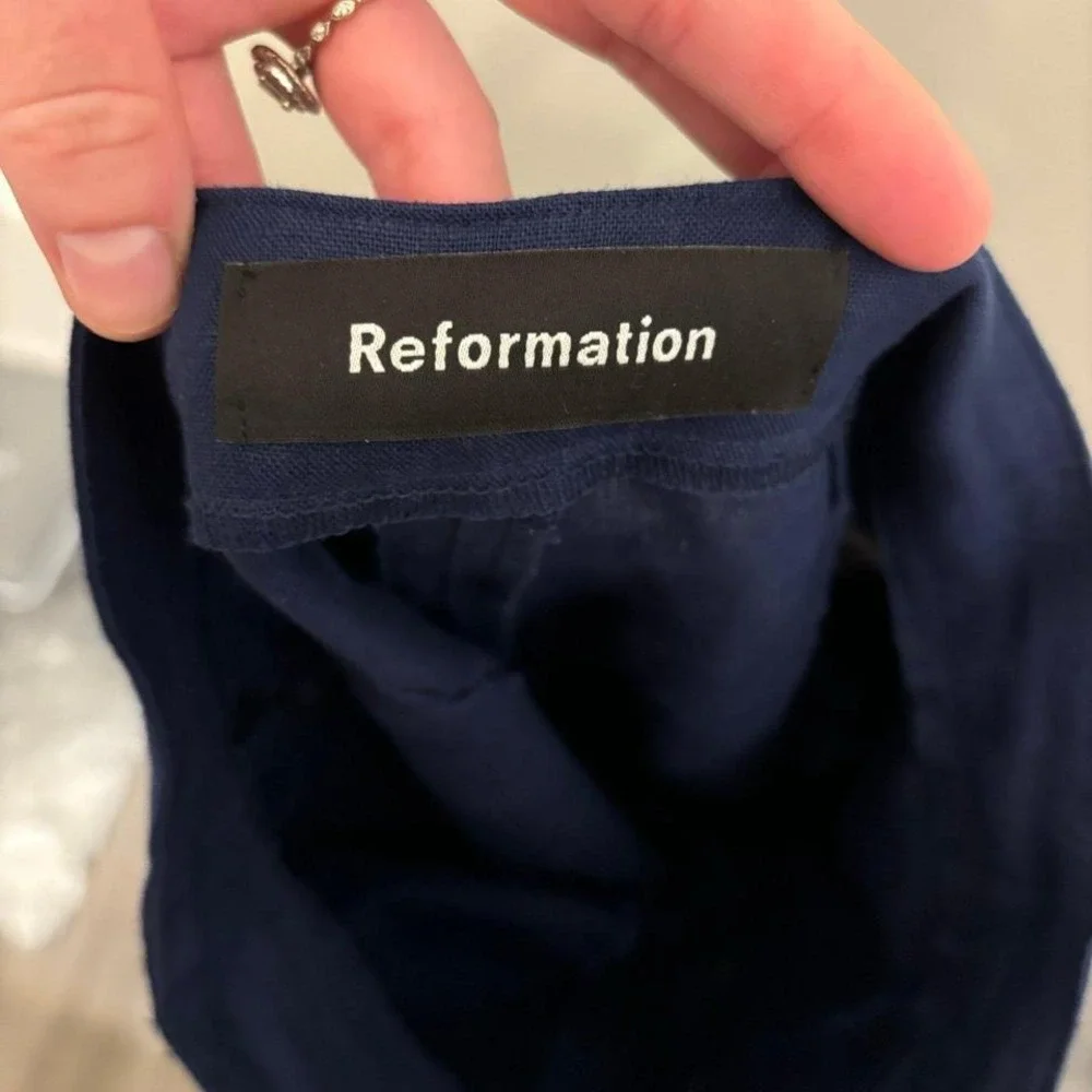 Reformation size 0 Blue Surplus Fabric Wide Leg Work‎ Career Pants Lightweight